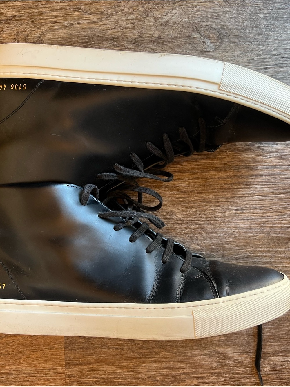 Common Projects Black High-Top Sneakers with Off-White Sole - Picture 6 of 6